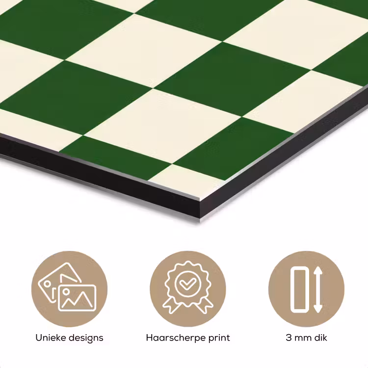 Aluminium schilderij - Schaakbord - Patroon - Groen — 3