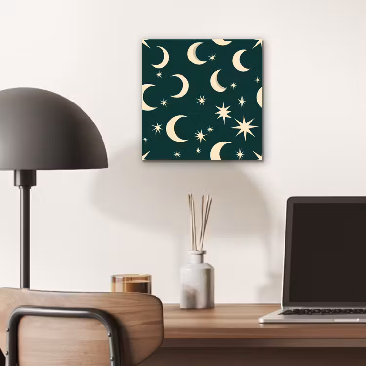 Aluminium schilderij - Manen - Sterren - Groen — 7