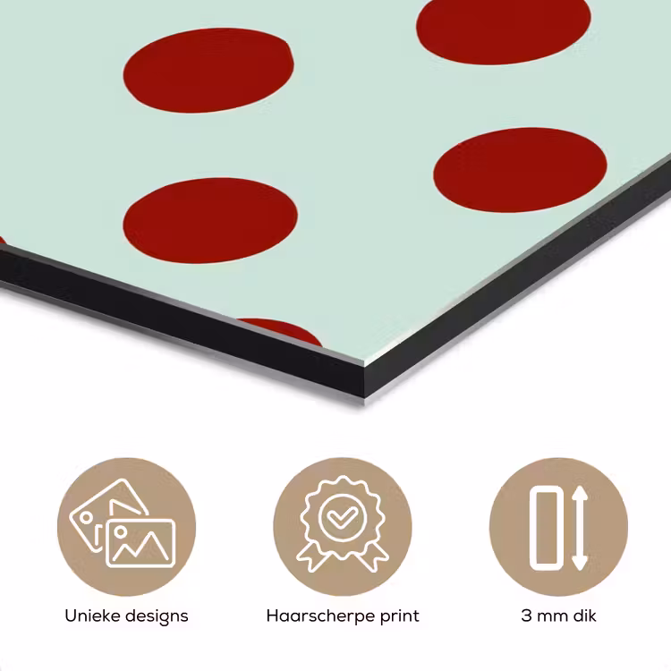 Aluminium schilderij - Polka - Dots - Rood — 3