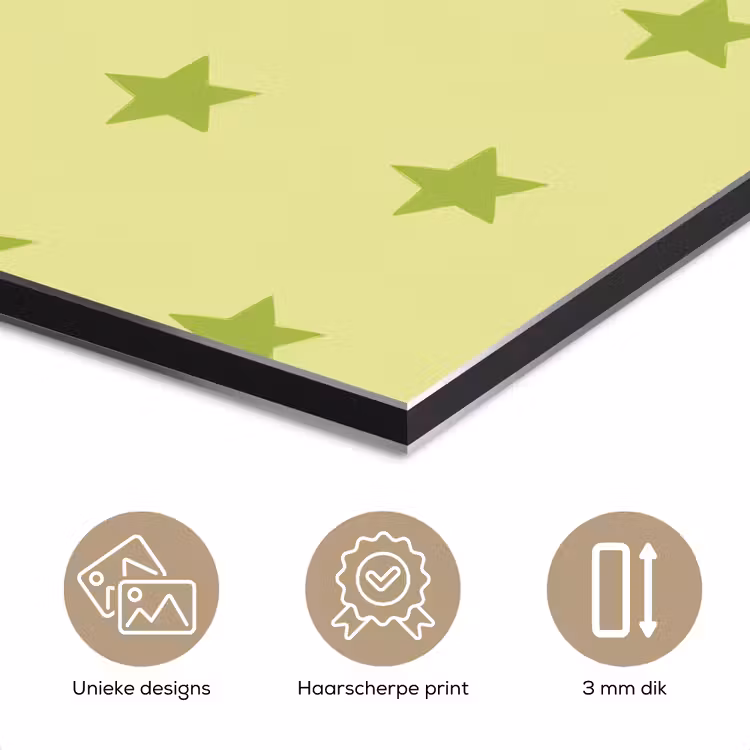 Aluminium schilderij - Sterren - Patroon - Groen — 3