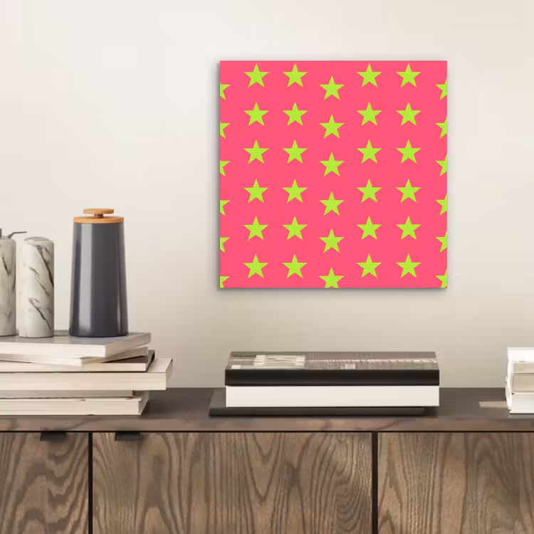 Aluminium schilderij - Sterren - Patroon - Roze — 2