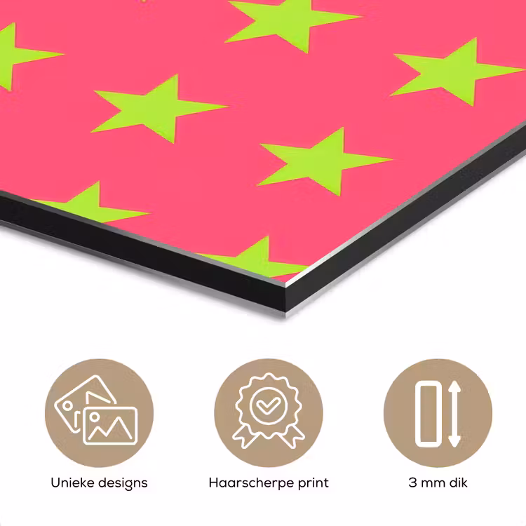 Aluminium schilderij - Sterren - Patroon - Roze — 3
