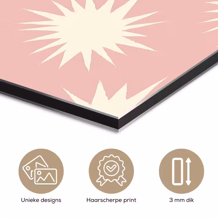 Aluminium schilderij - Zonnen - Patroon - Roze — 3