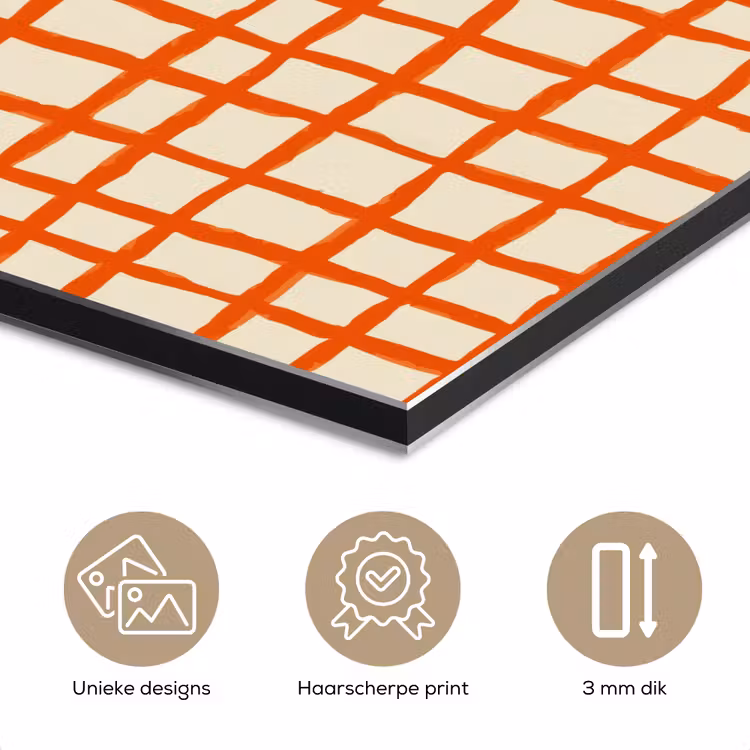 Aluminium schilderij - Patroon - Lijnen - Oranje — 3
