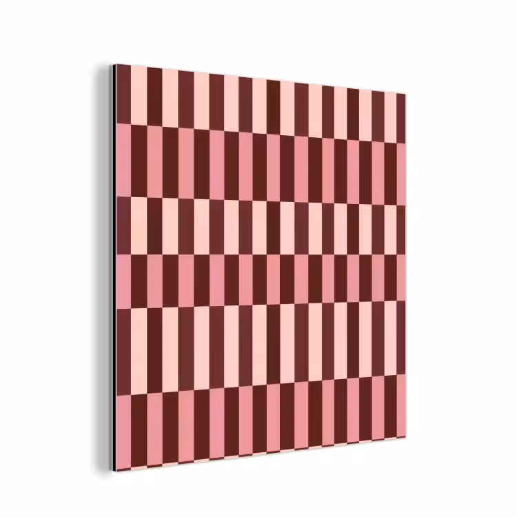 Aluminium schilderij - Roze - Rood - Blokjes — 1