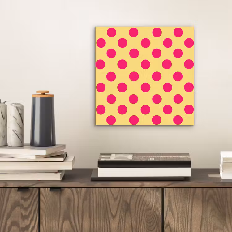 Aluminium schilderij - Roze - Stippen - Geel — 2
