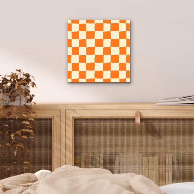 Aluminium schilderij - Schaak - Patroon - Oranje — 5