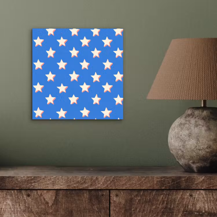 Aluminium schilderij - Sterren - Patroon - Blauw — 4