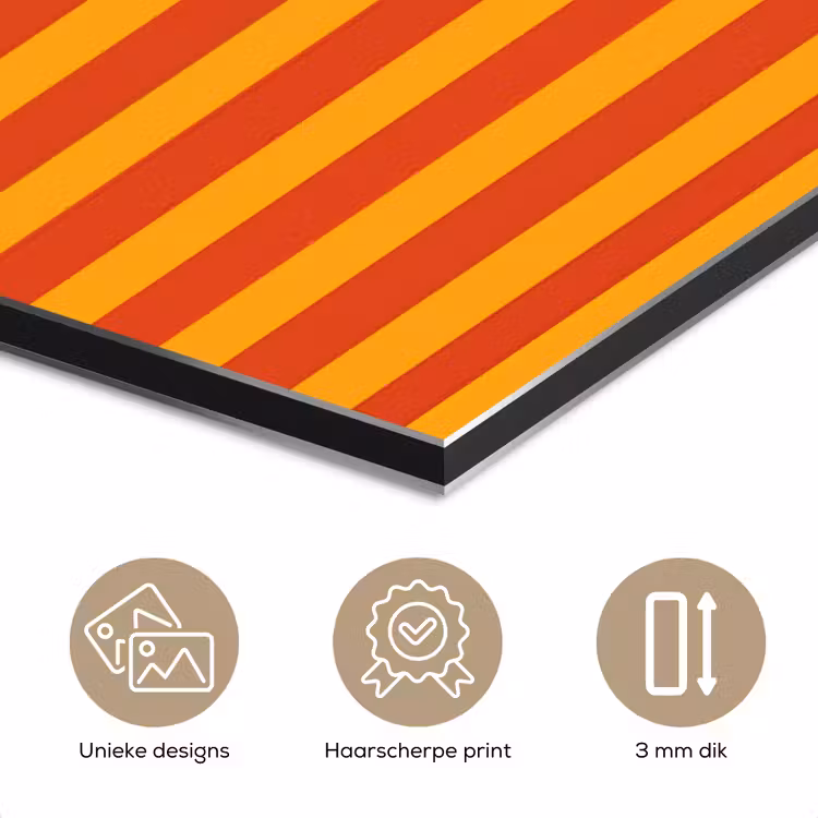 Aluminium schilderij - Strepen - Patroon - Oranje — 3