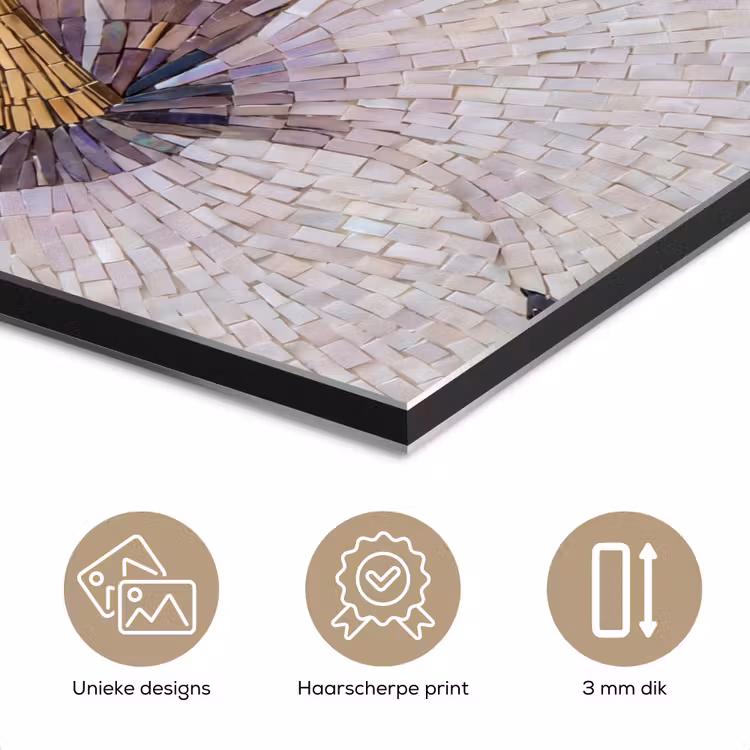 Aluminium schilderij - Bloemen - Mozaïek - Kunst - Modern - Goud — 3