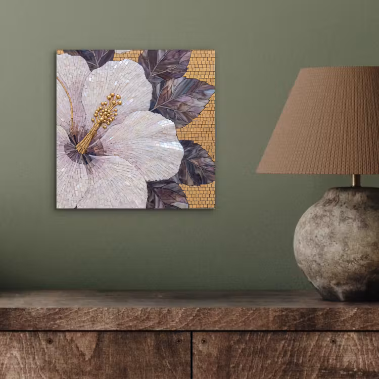 Aluminium schilderij - Bloemen - Mozaïek - Kunst - Modern - Goud — 4