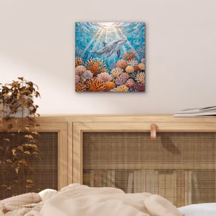 Aluminium schilderij - Dieren - Mozaïek - Oceaan - Koraal - Blauw — 5