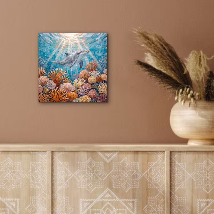 Aluminium schilderij - Dieren - Mozaïek - Oceaan - Koraal - Blauw — 6