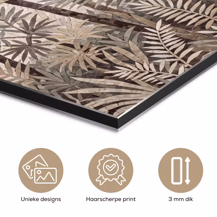 Aluminium schilderij - Natuur - Bladeren - Landschap - Mozaïek - Beige — 3