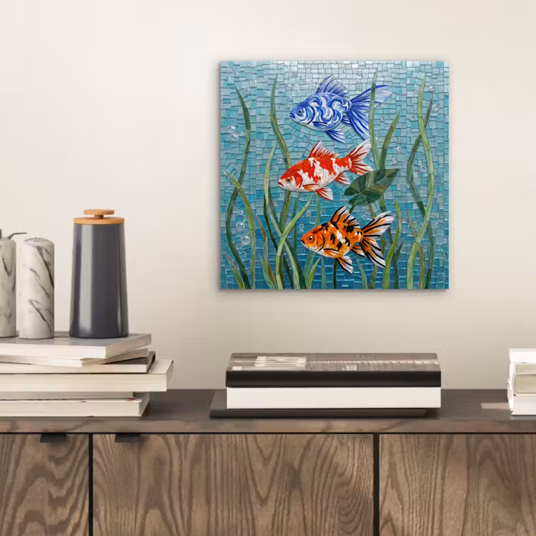 Aluminium schilderij - Vis - Mozaïek - Onderwater - Kleurrijk - Dieren — 2