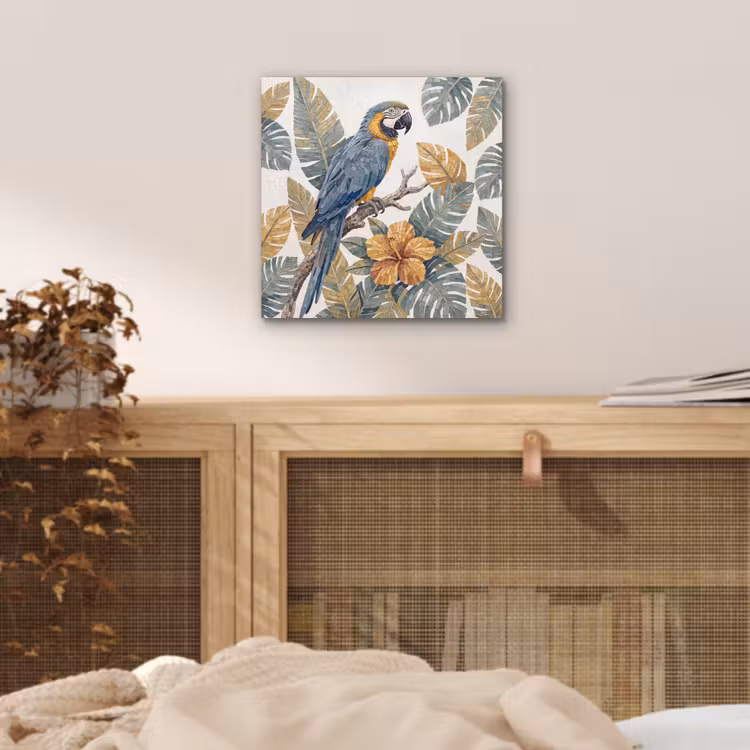 Aluminium schilderij - Vogel - Tak - Natuur - Mozaïek - Blauw — 5