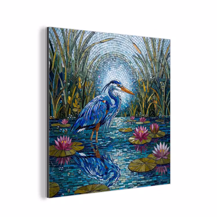 Aluminium schilderij - Vogel - Water - Natuur - Abstract - Blauw — 1