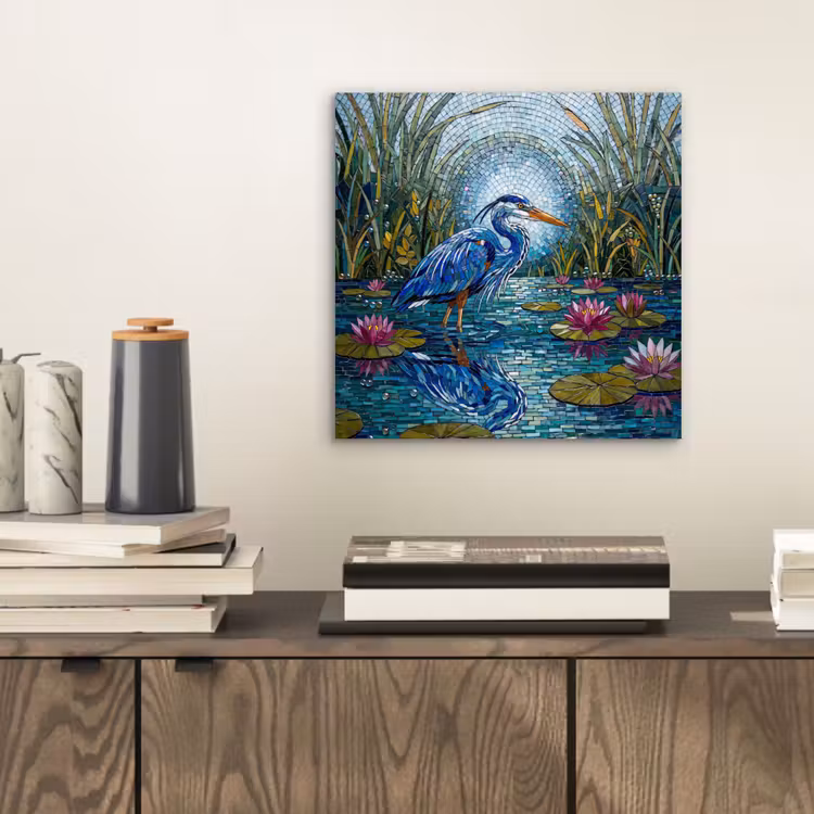 Aluminium schilderij - Vogel - Water - Natuur - Abstract - Blauw — 2