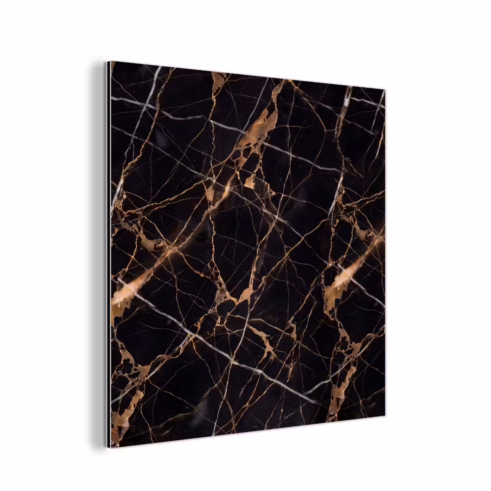 Aluminium schilderij - Marmer - Goud - Abstract - Zwart — 1