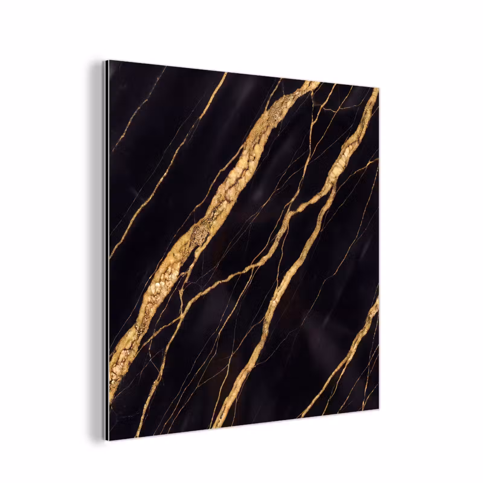 Aluminium schilderij - Marmer - Goud - Textuur - Abstract - Zwart — 1