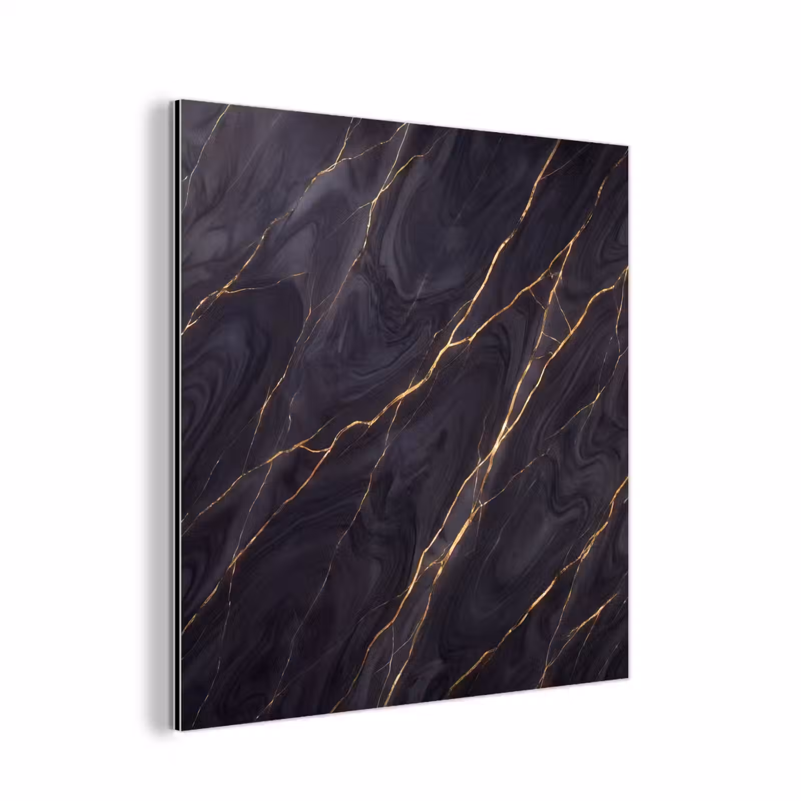 Aluminium schilderij - Marmer - Goudaders - Abstract - Modern - Zwart — 1