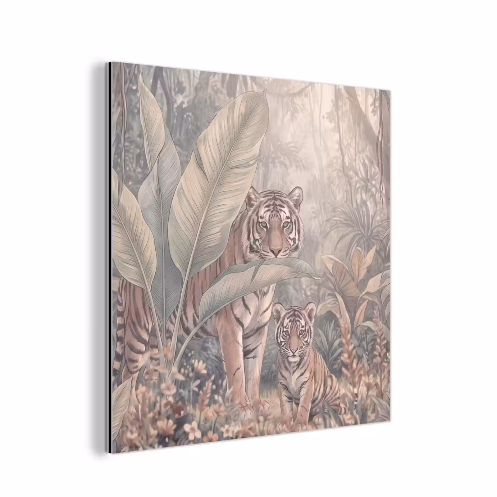 Aluminium schilderij - Tijger - Welp - Jungle - Illustratie - Dieren — 1