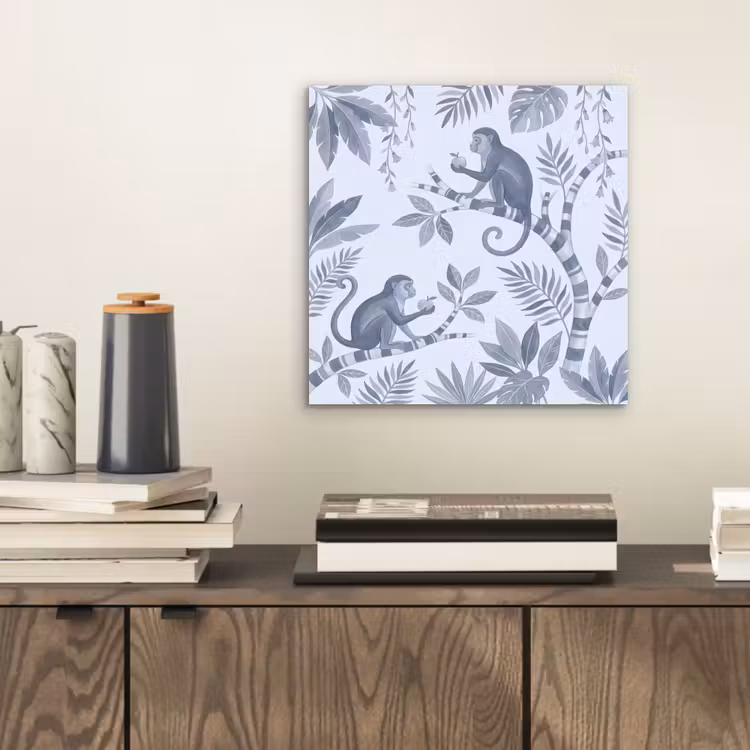 Aluminium schilderij - Aap - Boom - Bladeren - Jungle - Illustratie — 2