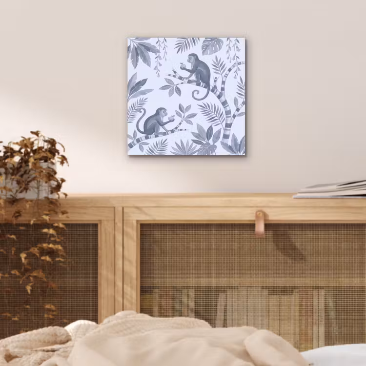 Aluminium schilderij - Aap - Boom - Bladeren - Jungle - Illustratie — 5