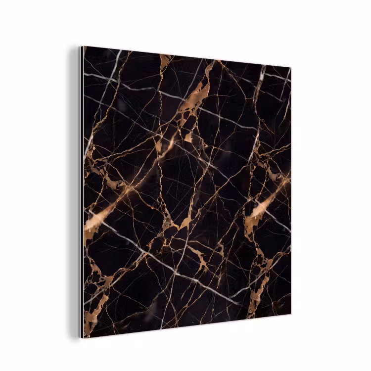 Aluminium schilderij - Marmer - Goud - Abstract - Zwart — 1