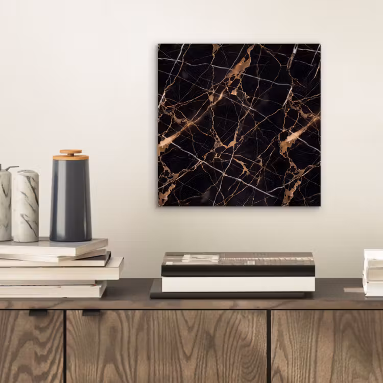 Aluminium schilderij - Marmer - Goud - Abstract - Zwart — 2