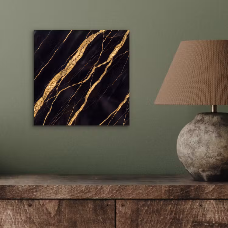 Aluminium schilderij - Marmer - Goud - Textuur - Abstract - Zwart — 4