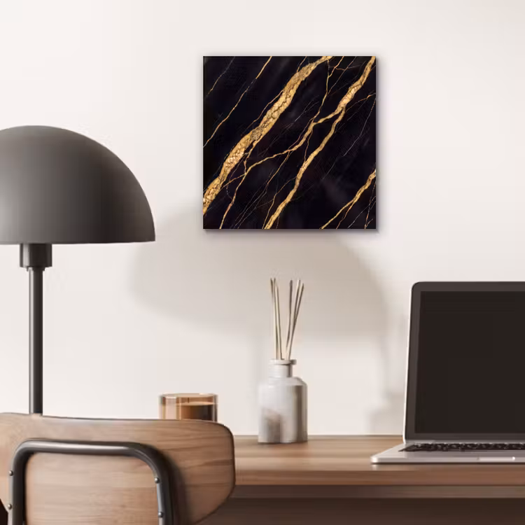 Aluminium schilderij - Marmer - Goud - Textuur - Abstract - Zwart — 7