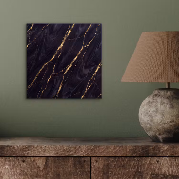 Aluminium schilderij - Marmer - Gouden aders - Abstract - Zwart — 4