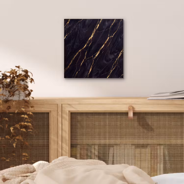 Aluminium schilderij - Marmer - Gouden aders - Abstract - Zwart — 5