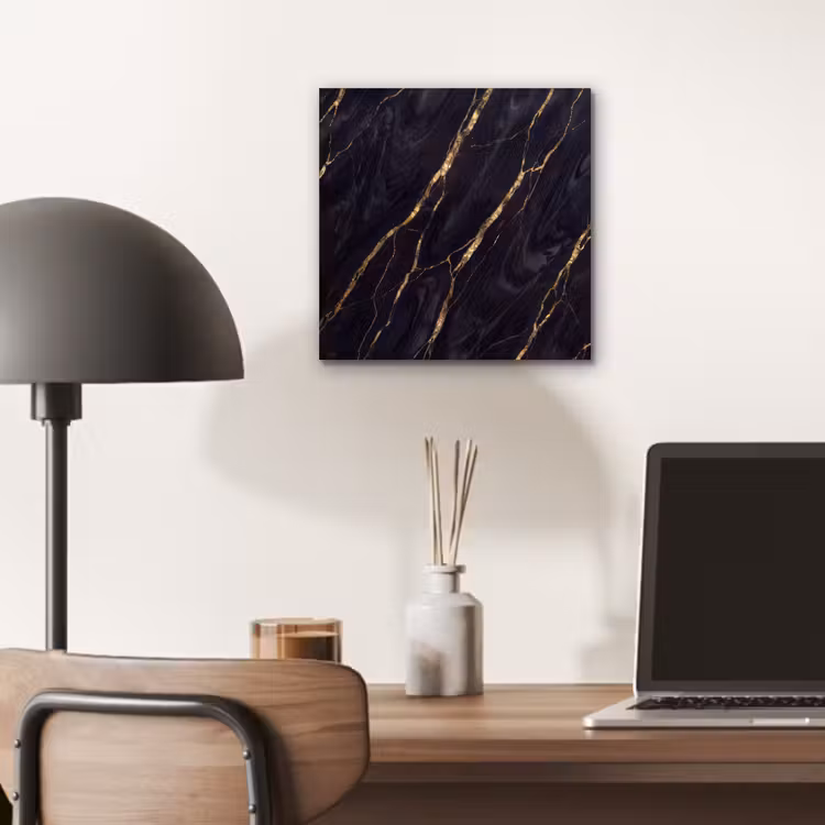 Aluminium schilderij - Marmer - Gouden aders - Abstract - Zwart — 7
