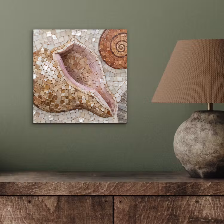 Aluminium schilderij - Schelp - Mozaïek - Zee - Beige - Modern — 4