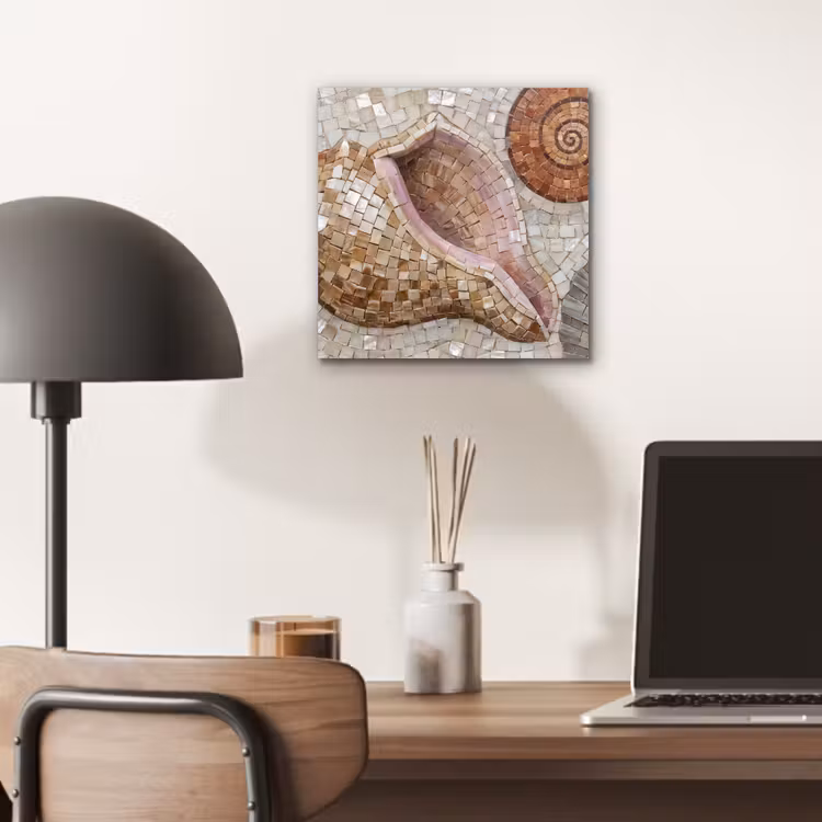 Aluminium schilderij - Schelp - Mozaïek - Zee - Beige - Modern — 7