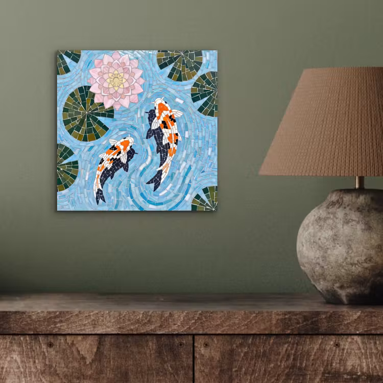 Aluminium schilderij - Vis - Water - Natuur - Mozaïek - Blauw — 4