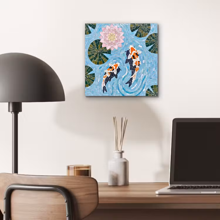 Aluminium schilderij - Vis - Water - Natuur - Mozaïek - Blauw — 7