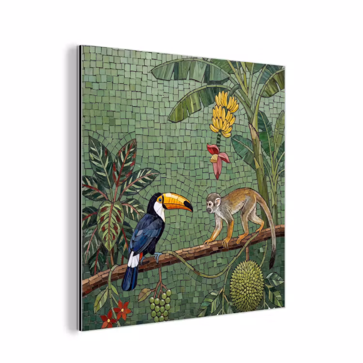 Aluminium schilderij - Vogel - Dier - Jungle - Mozaïek - Natuur — 1