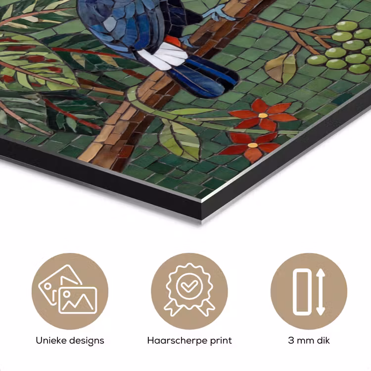 Aluminium schilderij - Vogel - Dier - Jungle - Mozaïek - Natuur — 3