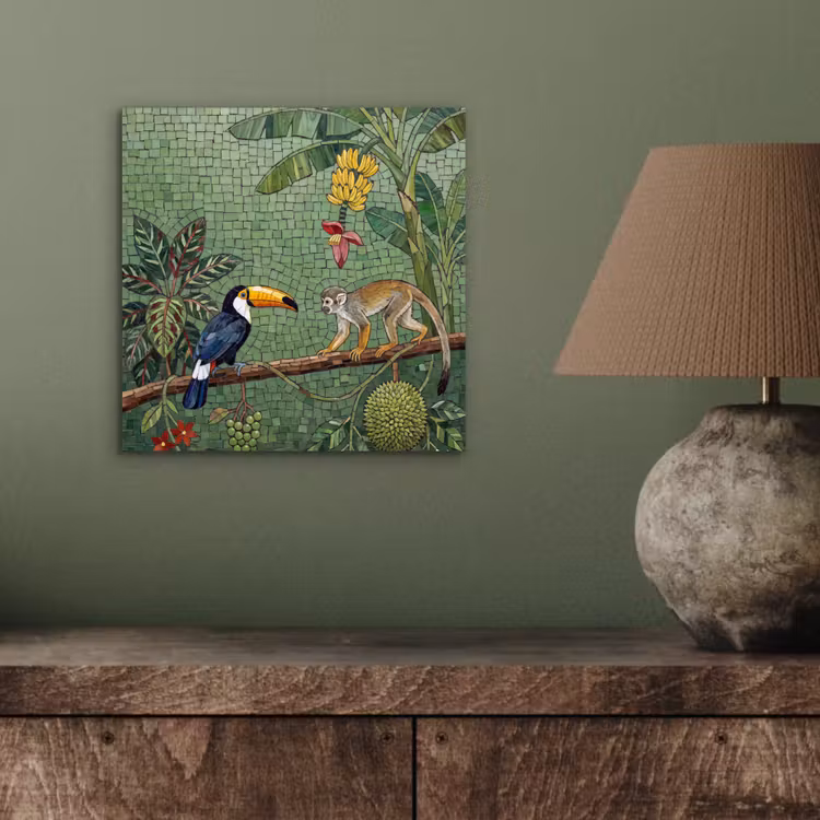 Aluminium schilderij - Vogel - Dier - Jungle - Mozaïek - Natuur — 4