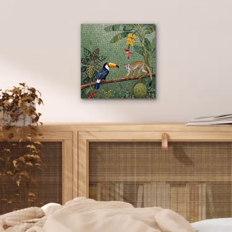 Aluminium schilderij - Vogel - Dier - Jungle - Mozaïek - Natuur — 5