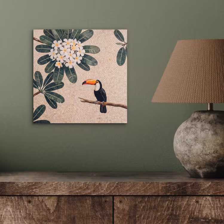 Aluminium schilderij - Vogel - Mozaïek - Tropisch - Natuur - Kleurrijk — 4