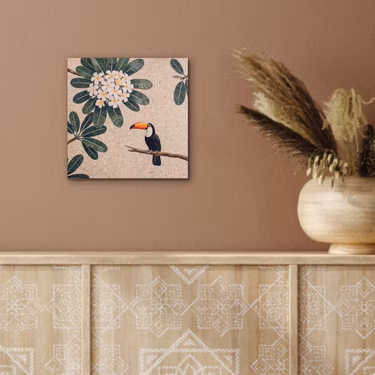 Aluminium schilderij - Vogel - Mozaïek - Tropisch - Natuur - Kleurrijk — 6