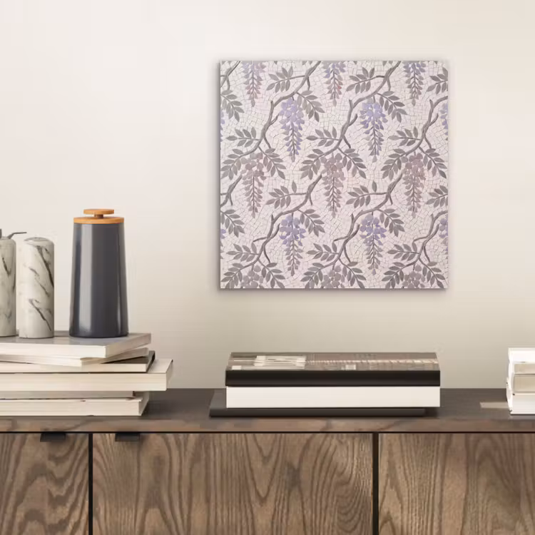 Aluminium schilderij - Bloemen - Mozaïek - Natuur - Patroon - Paars — 2