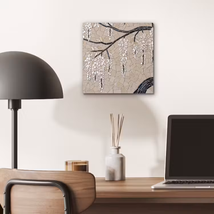 Aluminium schilderij - Boom - Bloemen - Mozaïek - Kunst - Wit — 7