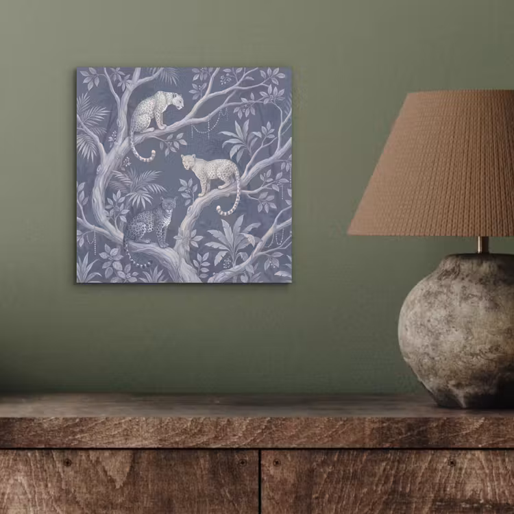 Aluminium schilderij - Dieren - Jungle - Illustratie - Bomen - Blauw — 4