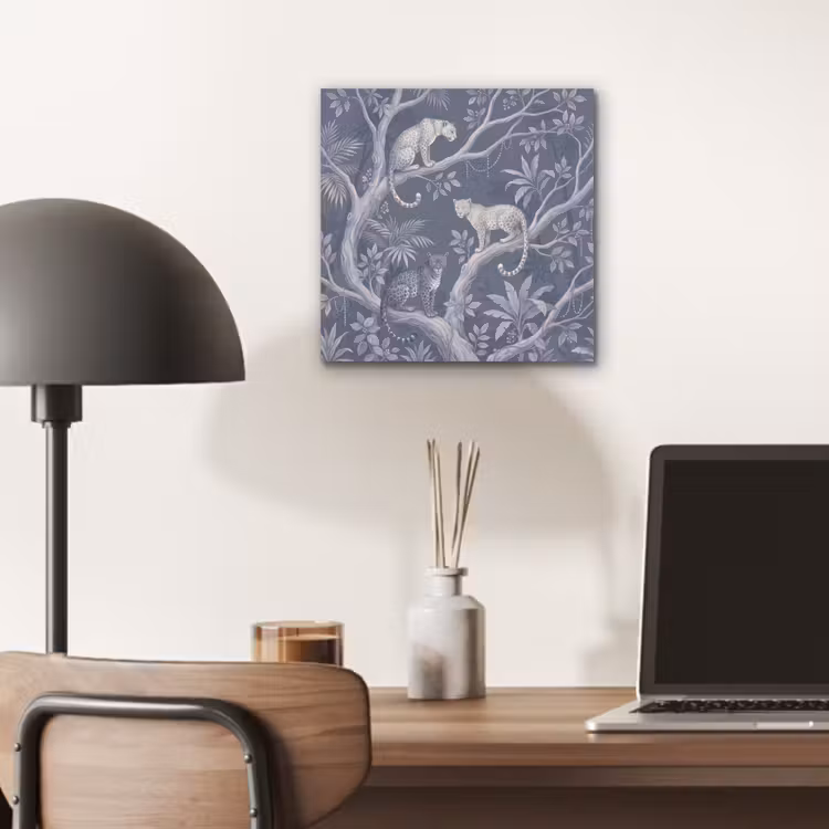 Aluminium schilderij - Dieren - Jungle - Illustratie - Bomen - Blauw — 7