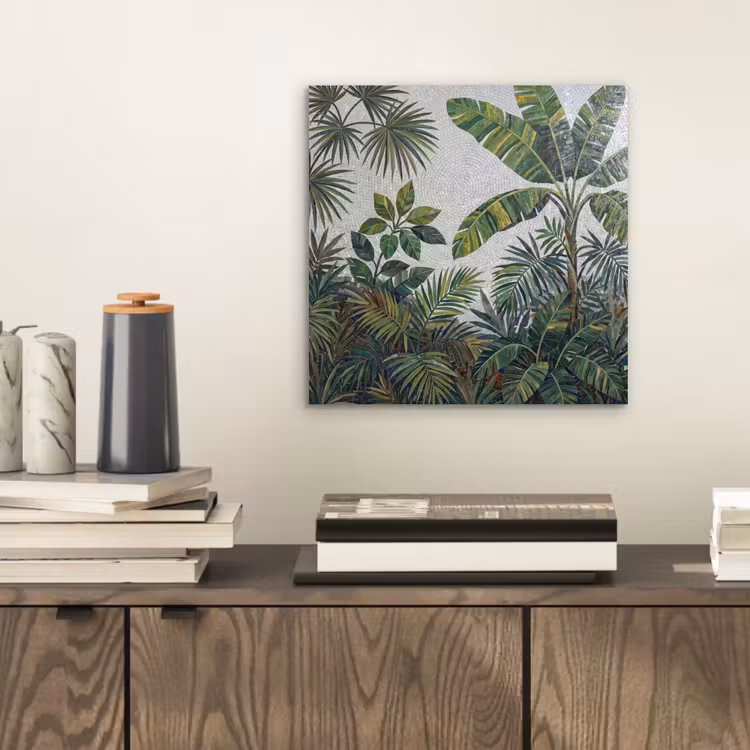 Aluminium schilderij - Planten - Tropisch - Mozaïek - Groen - Natuur — 2